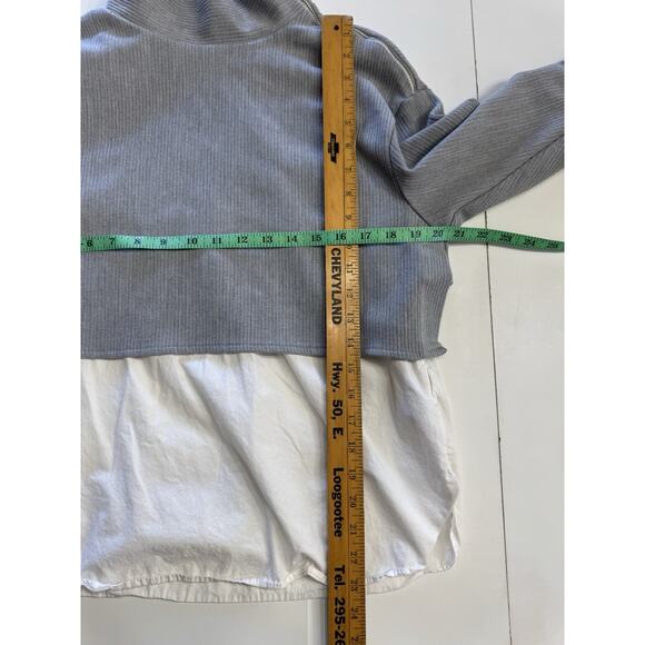ZARA TRAFALUC COLLECTION GRAY & WHITE LAYERED TOP ZIPPER Mock NECK SMALL - Picture 6 of 7